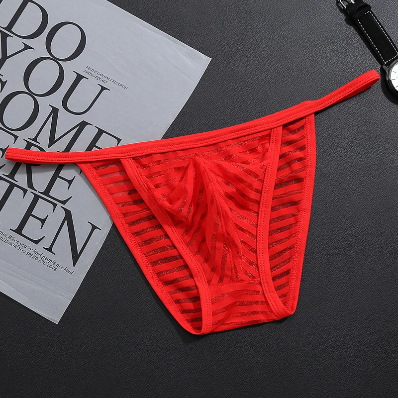 Просвечивание G string ледяного шелка нижнее белье дышащие y спереди мини мужские