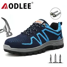 AODLEE/мужские ботинки со стальным носком, рабочая безопасная обувь размера плюс, дышащая Защитная обувь для тенниса, мужские кроссовки