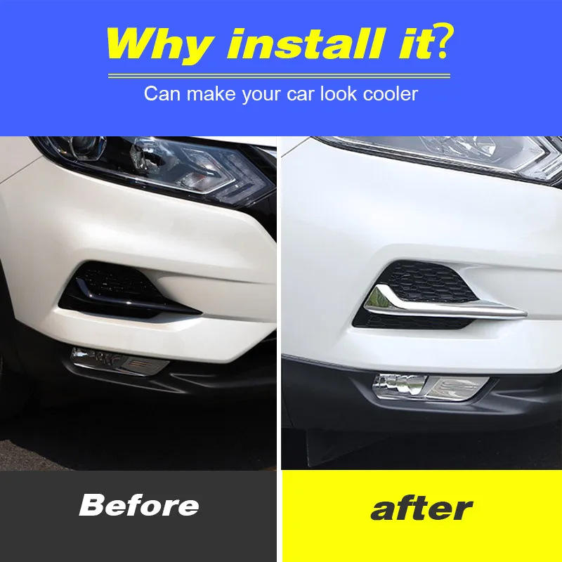 For Nissan qashqai j11 Dualis Car Front Rear Fog Light Eyebrow Cover frame trim ABS Chrome Exterior Accessories car fog light cover