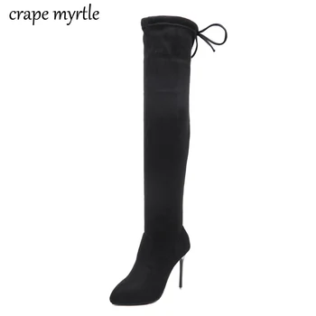 

boots knee over Autumn shoes women winter boots platform pumps over knee boots womens High Heels fur Boots snow shoes YMA958