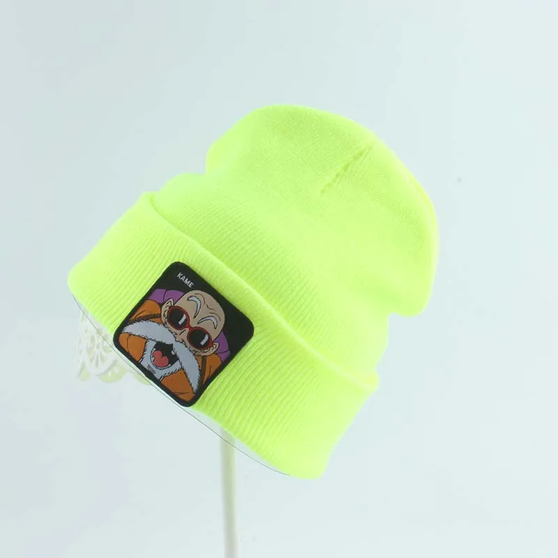 Новая мода неоновая шапочка зимние шапки для мужчин и женщин мультфильм вышивка хип хоп Skullies Bonnet трикотажная шапка из акрила