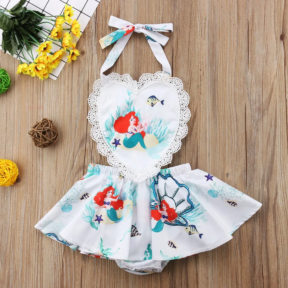 С мотивами из мультфильмов, для новорожденных и Одежда для детей; малышей; девочек детское платье силуэта «русалка» с рисунком; комбинезон;