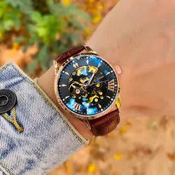 GLENAW полые каркасные часы с автоматическим подзаводом Топ бренд эксклюзивные механические часы мужские спортивные часы светящиеся