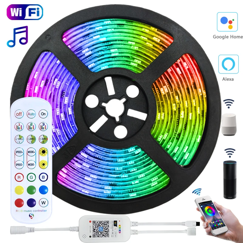 Умная Светодиодная лента с музыкальным Wifi контроллером RGB 2835 5050 5 м/10 м/15 м/20 м