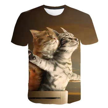 

New Cute Cat T Shirt children Casual Funny Cartoon Print T shirt Harajuku Kawaii Fashion T-shirt Summer Short Sleeve Top Tees