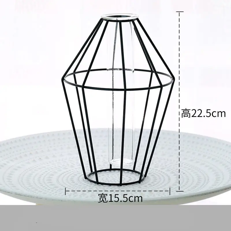 Геометрическая кованая ваза из прозрачного стекла, настольная Цветочная композиция, сушеные Цветочные украшения, домашние украшения для спальни