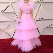 Розовые тюлевые вечерние платья Robe De Soiree вечерние платья знаменитостей принцессы размера плюс на заказ Многоуровневое торжественное Пышное Платье