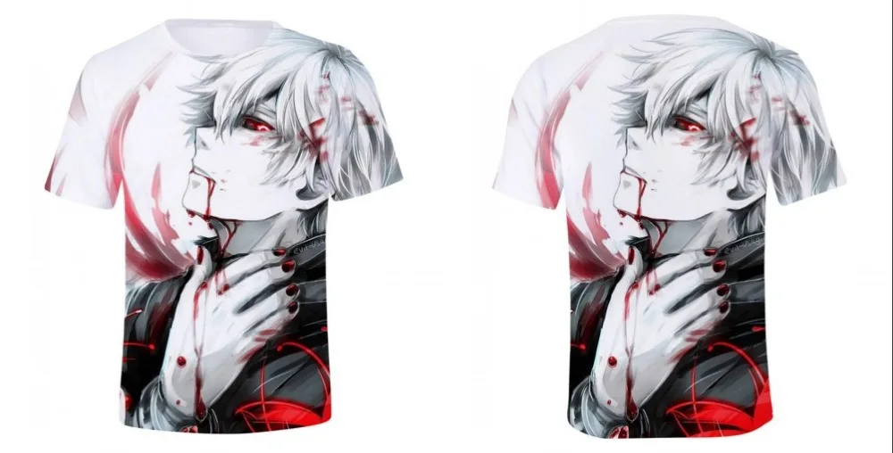 Футболка, футболка для мужчин, футболка с изображением Токийского Гуля, японского аниме, упырь, канеки Кен, футболки, футболка с 3D принтом, топы, футболки, одежда для женщин и мальчиков