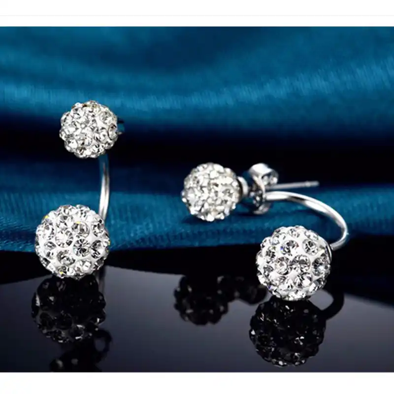 Женский серебряный круглый кристалл сердце обруч серьги Свадебные ювелирные изделия