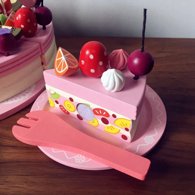 40 шт. деревянная игрушечная кухня для детей кухонная игрушечная еда клубника торт на день рождения отрезать игрушечные фрукты