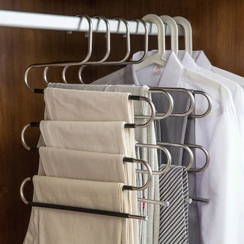 

5 Layers Pants Rack Non-Slip Scarf Tie Belt Pants Storage Rack Hangers for Wardrobe Clothes Hangers