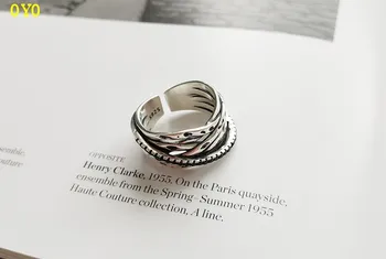 

100%925 sterling silver ring fashion temperament nga linya nga sinulud nga libre nga pagpa