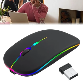 

POHIKS Wireless Rechargeable Mouse Silent Mice USB Optical Ergonomic Gaming Mouse With LED Backlight For Laptop Computer PC