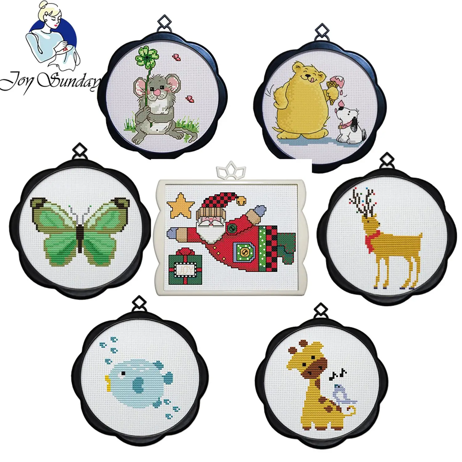 

Joy Sunday Merry Christmas Handmade by childrens cross stitch kits Send frame Chinese embroidery needlework decorations for home