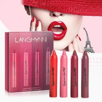 

Hot 4pcs Matte Lipstick Pen Long Lasting Color Beauty Makeup Lip Cosmetics for Women Ladies Women Female New Lip Makeup t6