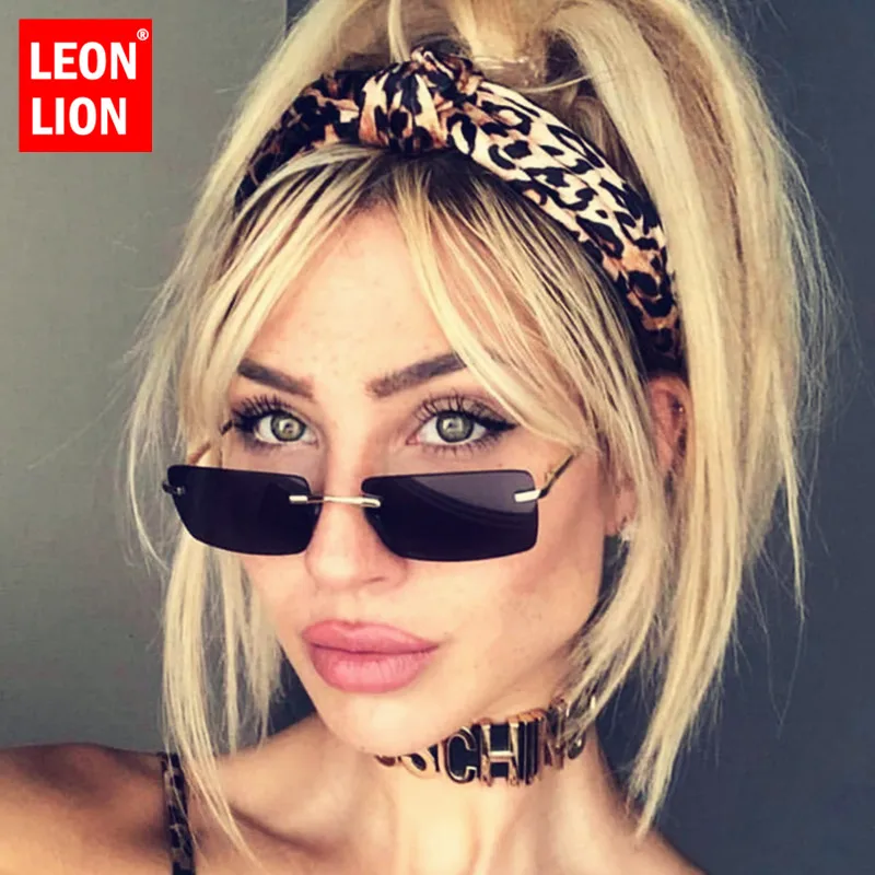 LeonLion, маленькие квадратные солнцезащитные очки для женщин,, Ретро стиль, солнцезащитные очки для женщин, роскошные брендовые солнцезащитные очки для женщин, без оправы, Oculos De Sol Feminino