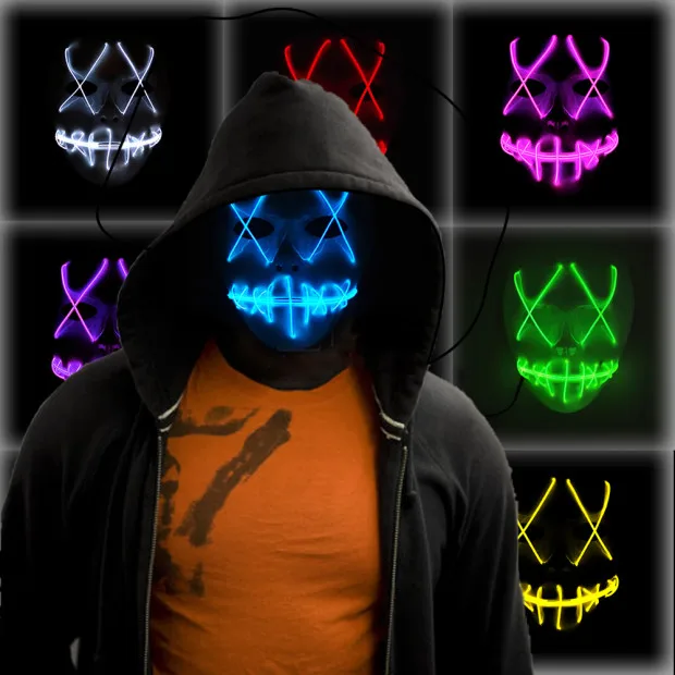 

Glowing Light LED Mask Halloween Party Masque Masquerade Masks Neon Maske Glow Mascara Horror Maska Glowing Maske