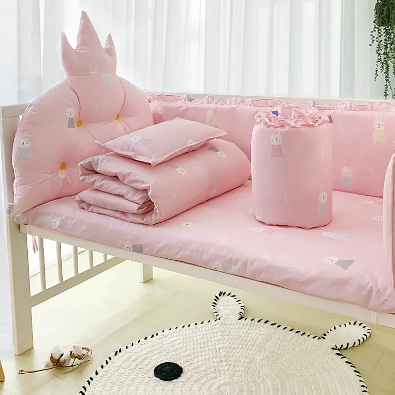 Baby Bed Bumpers Baby Cot Protection Bedding Kit Surroudings Cotton Removable Washble Children's Beds (3)