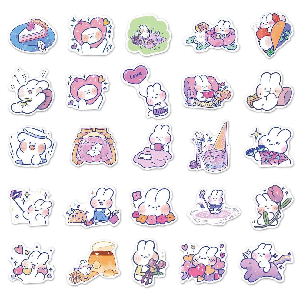 10 50pcs cartoon cute rabbit graffiti stickers luggage laptop car decoration stickers toys wholesale assorted stickers aliexpress