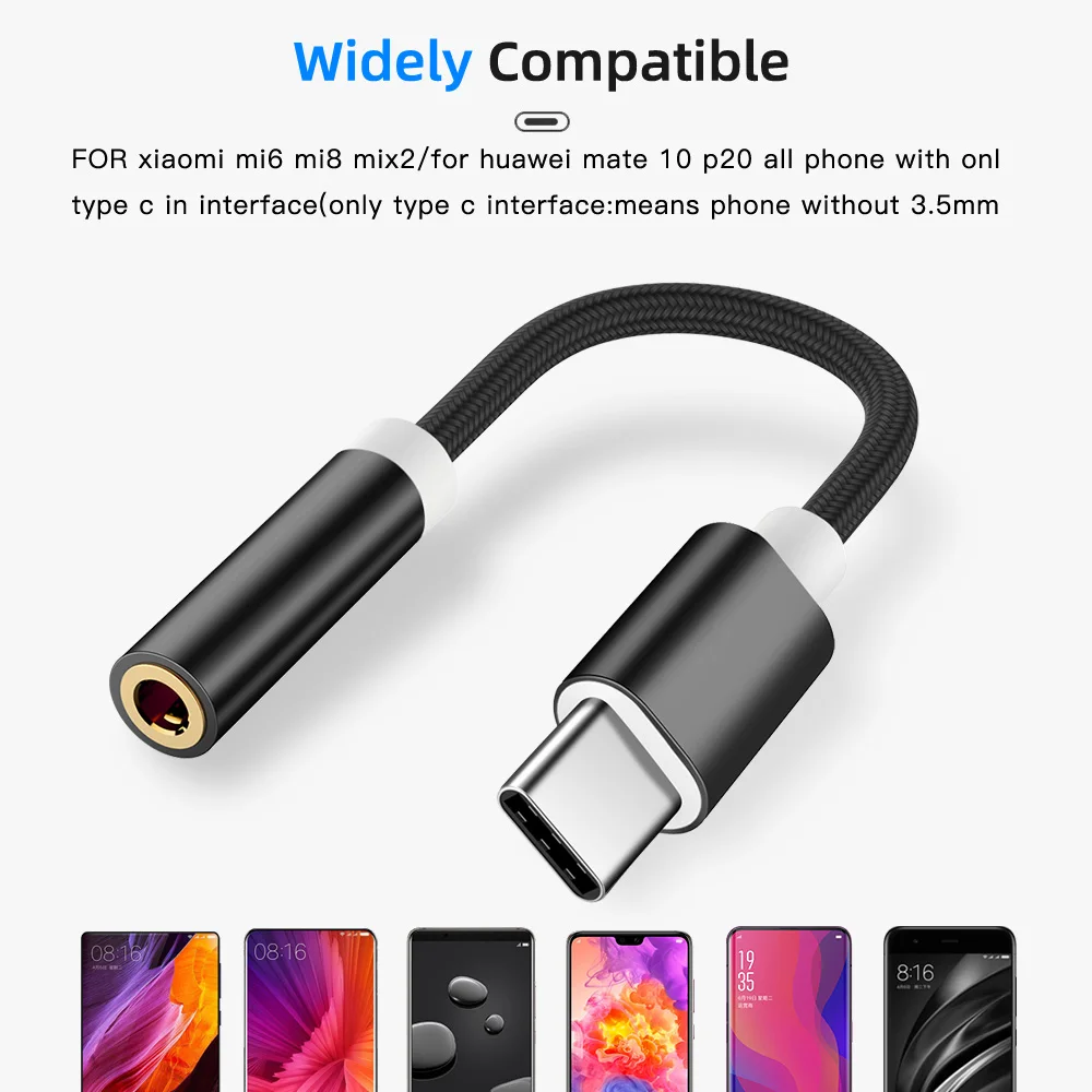 AUX Audio Cable USB Type C to 3.5 Earphone Adapter Type-C to 3.5mm Headphone Converter For Samsung S9 S8 Huawei P20 USBC Adapte