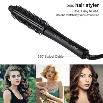 

Interchangeable Brush & Clip Super Hard Titanium Coated Heating Plate Dual Voltage 3 In 1 Ionic Hair Styler Hair Curler