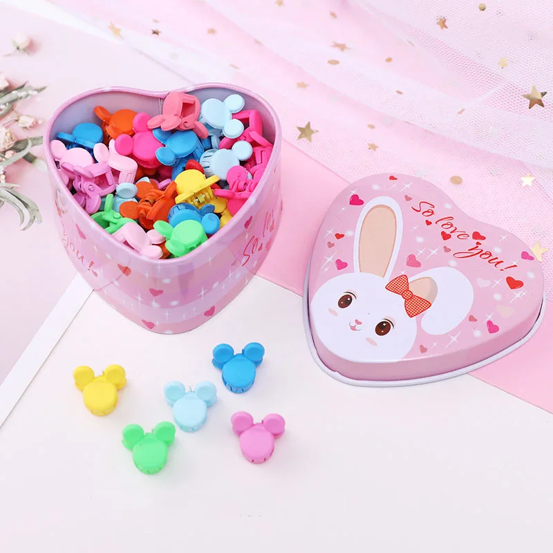 15Pcs/Box Girls Children Cartoon Flower Mini Claw Hair Clips Candy Color Mixed Color Hairpins Adult Kids Hair Accessories Boxed