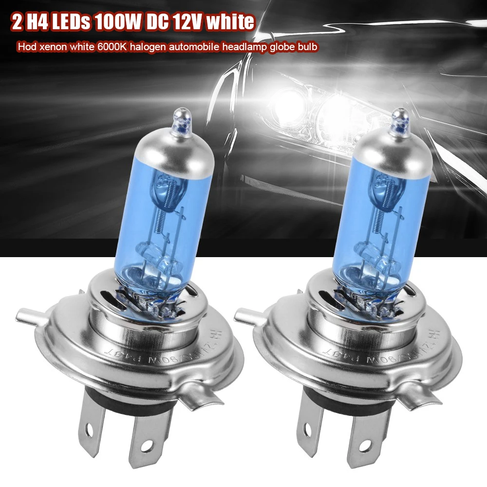 2pcs H4 Super Bright Cool White Fog Halogen Bulb 100W 12V Car Head Lamp Light Car Styling Car Light 9003 HB2 Xenon Bulbs Lamps car underglow