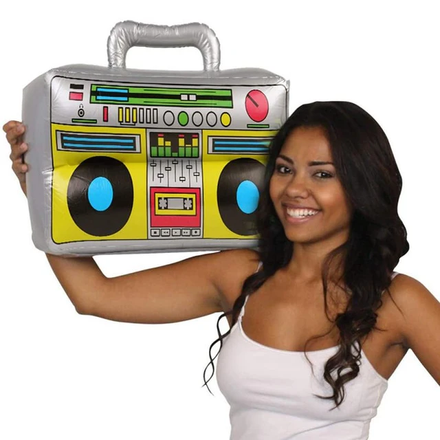 Inflatable Rock Star Toy Set Radio Boombox Phone Props Gold Foil