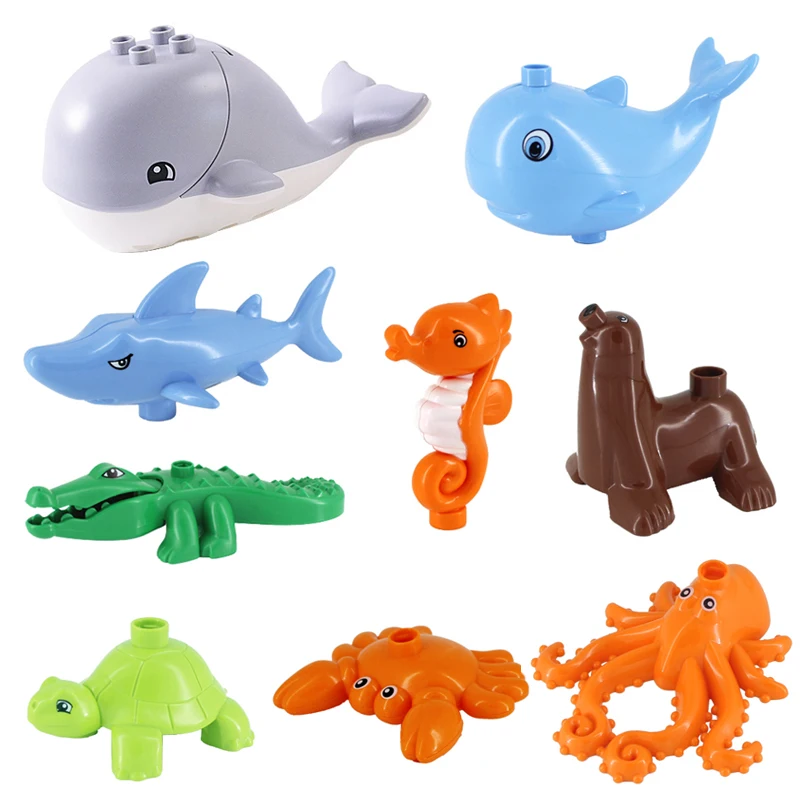 Ocean Animal Series Blocks Whale Shark Sea Lion Hippo Crocodile Octopus