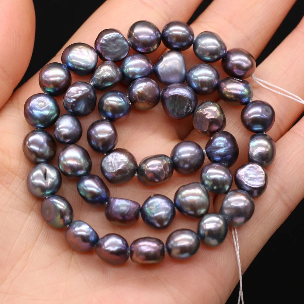 Natural Freshwater Pearl Horizontal Hole Black Pearls Loose Beads For DIY Necklace Bracelet Jewelry Making Findings 14'' Strand