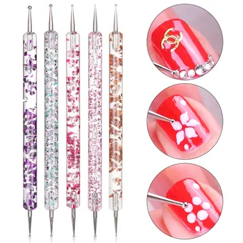 Günstig 5 Teile/satz Doppel-headed Nagellack Pinsel Eyeliner Stift Hause Salon Nail Art Punkt Bohrer Zeichnung Werkzeug Einstellung Werkzeug