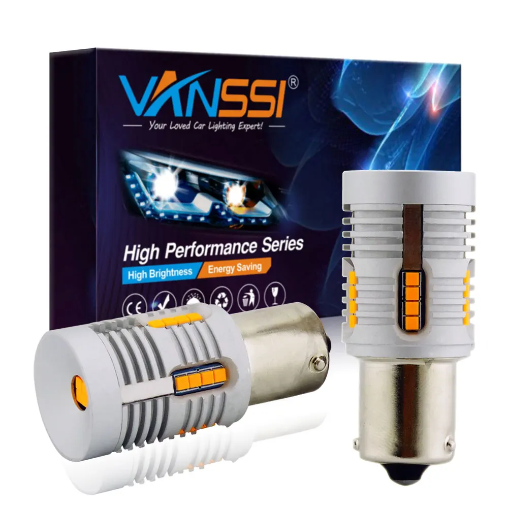 

VANSSI 2pcs Canbus Error Free BAU15S LED No Hyper Flash Amber Yellow 24-SMD 2020 LED 7507 PY21W LED Bulbs For Turn Signal Lights