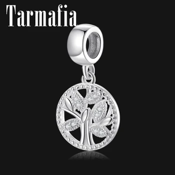 

Hot Authentic 925 Sterling Silver Clear CZ Life of Tree Pendant Fine Beads fit Original Pandora Charms Braclets Jewerly Making