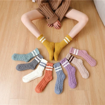 

XPAY Winter Women New Arrival Fashion Funny Warm Coral Velvet Indoor Crew Socks