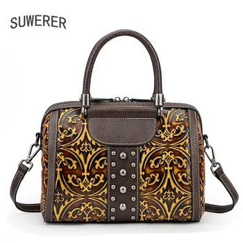 

SUWERER New Women Genuine Leather Bags brand luxury handbag real cowhide leather shoulder bag women tote bag