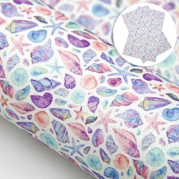 

20*34cm Flowers Series Printed Fine Glitter Faux Leather Fabric For Bows Synthetic Leather DIY Handmade Materials,1Yc10175