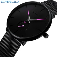 CRRJU новые модные спортивные мужские часы Топ бренд класса люкс водонепроницаемые простые ультра-тонкие часы Мужские кварцевые часы Relogio Masculino