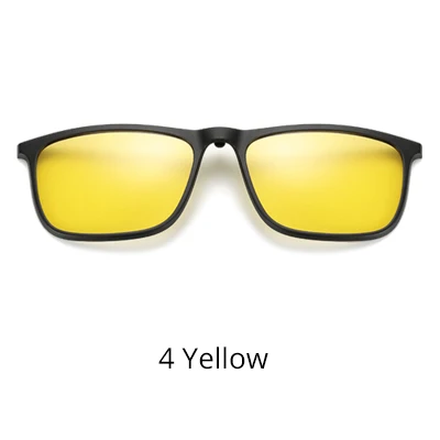 4 Yellow Ralferty, магнитные солнцезащитные очки, мужские, 5 в 1, поляризационные, на застежке, солнцезащитные очки, женские, квадратные, солнцезащитные очки, ультра-светильник, очки ночного видения A8804 - Цвет линз: 4 Yellow