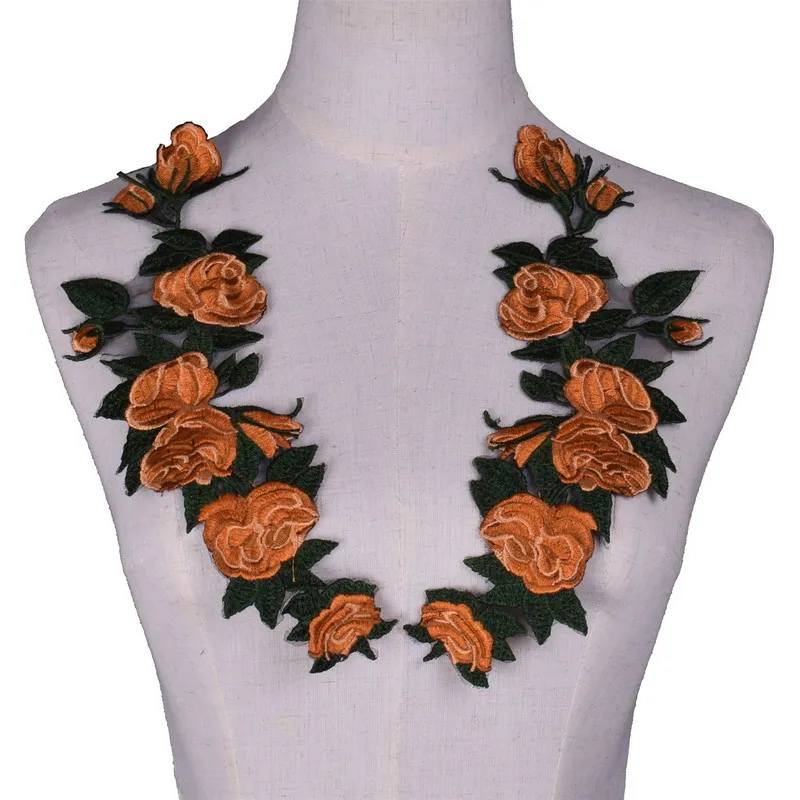 1 пара оранжевая кружевная ткань с аппликацией шитье искусственный цветок планки