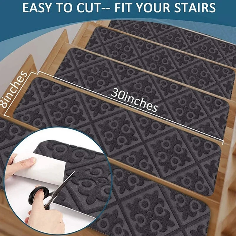 

1pcs Anti-slip Stair Tread Carpet Self-adhesive Floor Mat Printied Step Staircase Protection Pads Home Decor Machine Washable