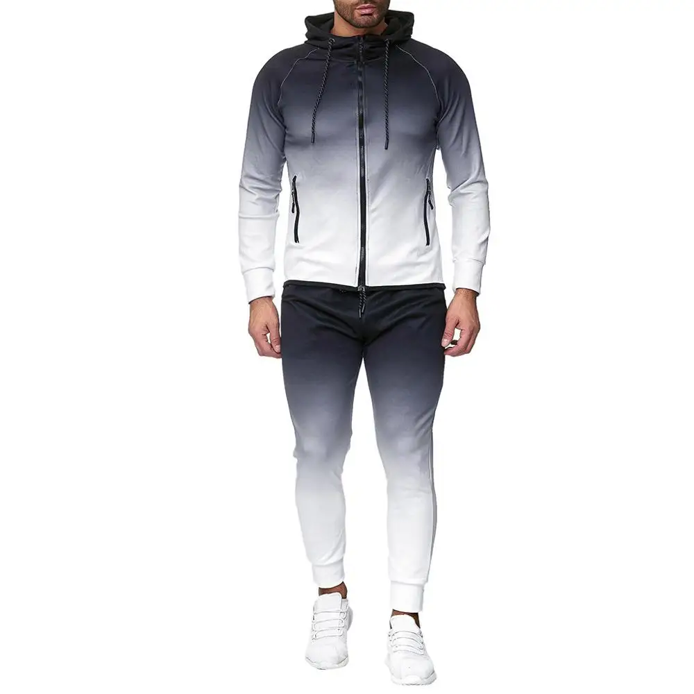 

Mens Sport Suits Autumn Dyeing Zipper Print Sweatshirt Top Pants Sets Sport Suit Tracksuit Jacket Coat Streetwear Clothing
