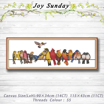 

The birds gathered Patterns 14CT 11CT Counted Cross Stitch Sets embroidery set Needlework kit chinese cross stitch Home decor