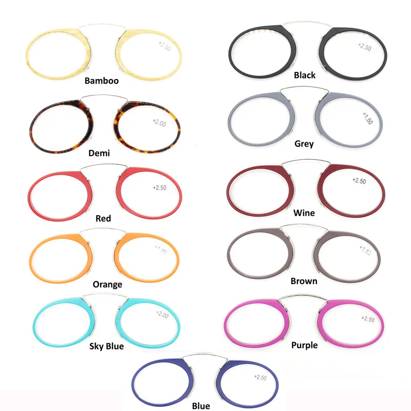 

PANDER 2019 Nose Clip Glasses SOS Mini Portable Reading Glasses High Quality Magnifying Presbyopic Glass Men Women +1.0 to +3.5