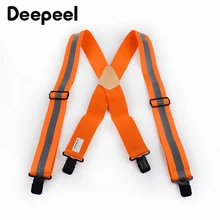 Deepeel 1pc 5*110cm Men's Work Clothes Suspenders Elastic Wide Adjustable X Type Strap Fluorescent Orange Tool Stripe SlingSP077
