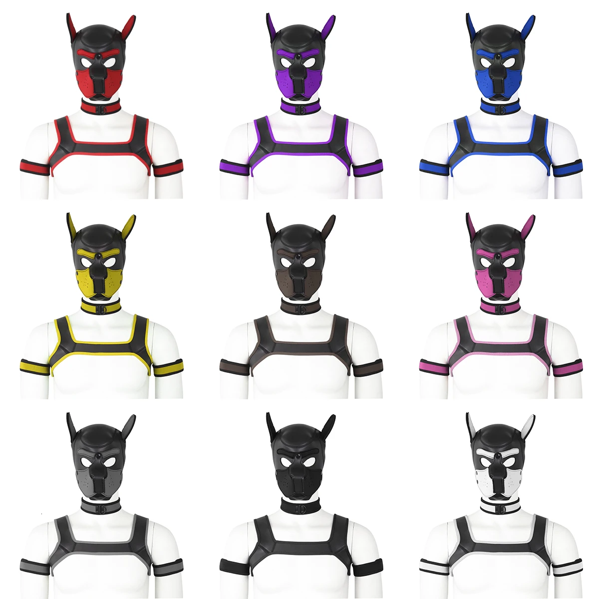 Puppy Play Dog Bondage Hood Mask Collar Armband Cosplay Fantasy Harness Bondage Sexy Set Adult Games Slave Pup Role Play Couples