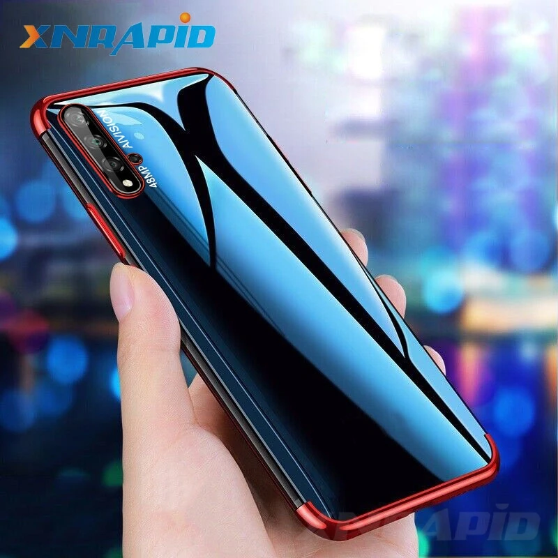 

For Huawei nova 5T Case Clear Transparent Plating Cover Soft TPU Silicone Case for Honor 20 Shockproof Bumper Case