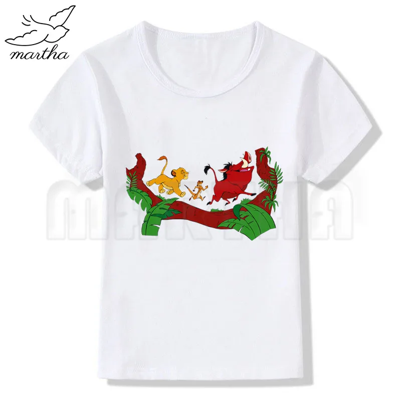 Children Summer Tops Boys Girls Cartoon The Lion King Simba Cute Print T-shirt Children Funny Short Sleeve Baby Clothes