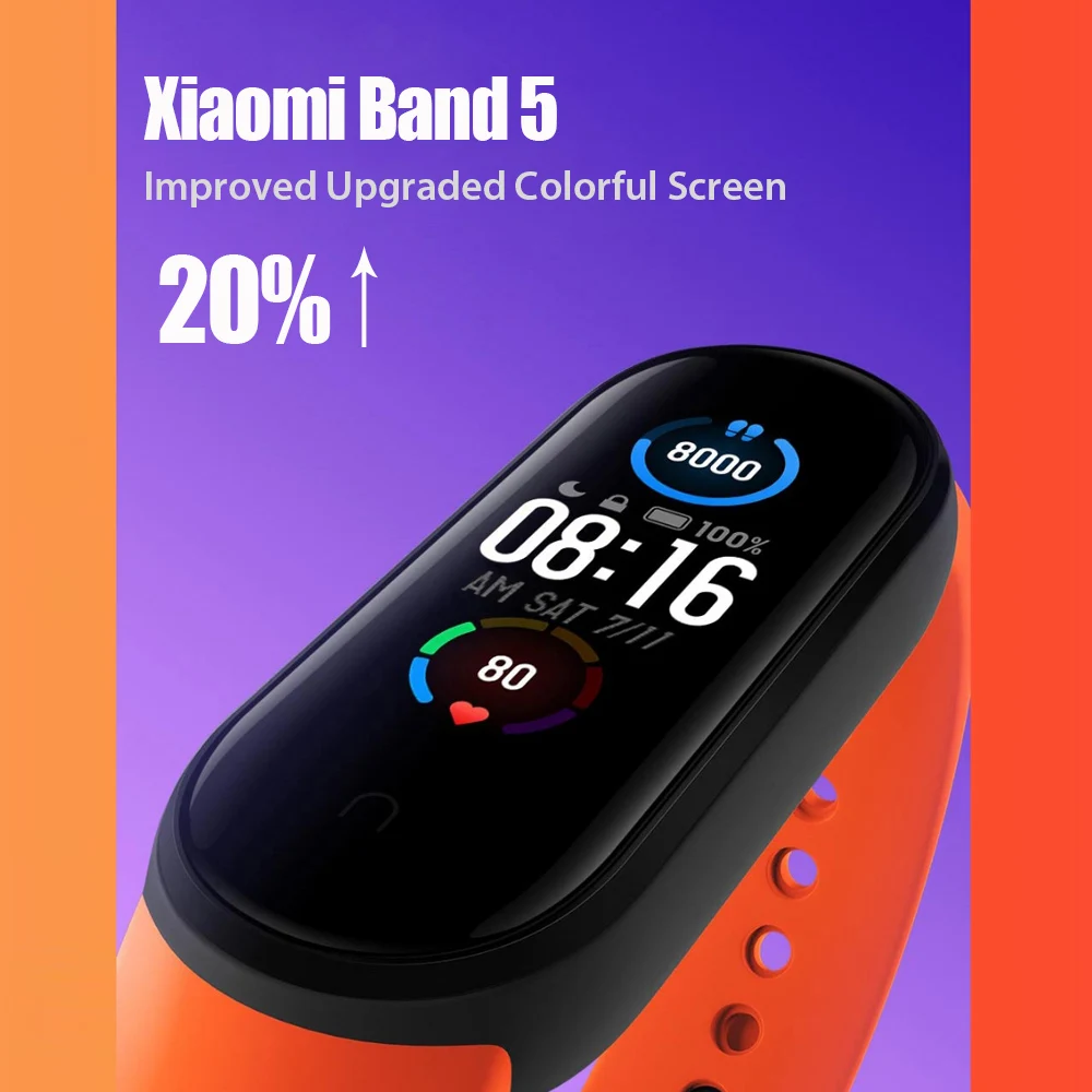 Оригинальный Xiaomi Mi Band 5 глобальная версия Smart whatch 1 &quotAMOLED экран фитнес трекер