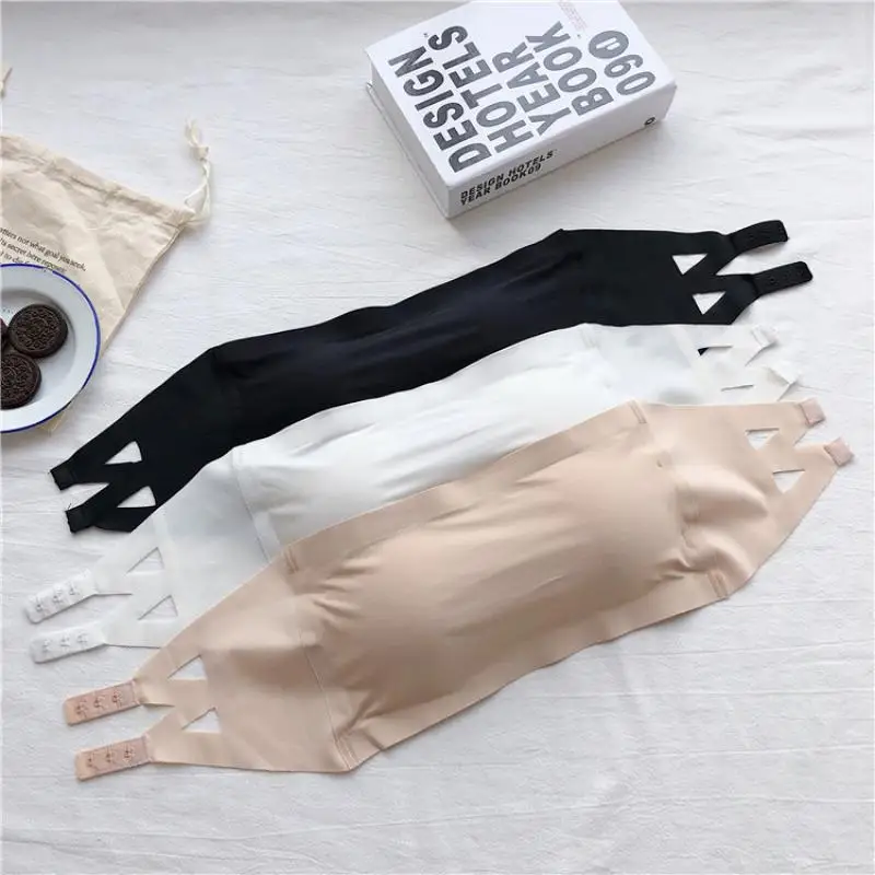 

Women Pads Basic Strapless Bra Bandeau Tube Top Removable Seamless Tube Tops
