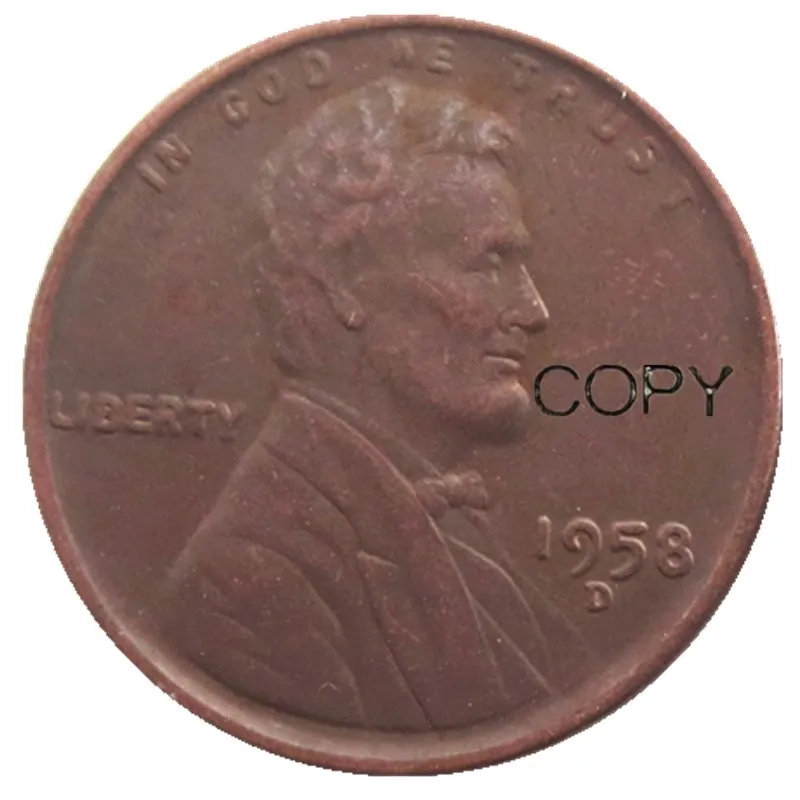 США один цент 1958 P/D/S копия монет - Цвет: 1958D